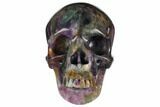 Realistic, Carved Rainbow Fluorite Skull - Fluorescent! #150862-1